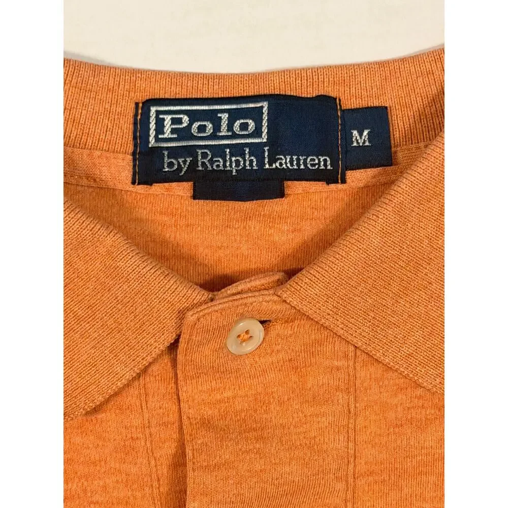 Polo Ralph Lauren Mens M Orange Short Sleeve Polo Shirt Pony Logo Preppy Golf